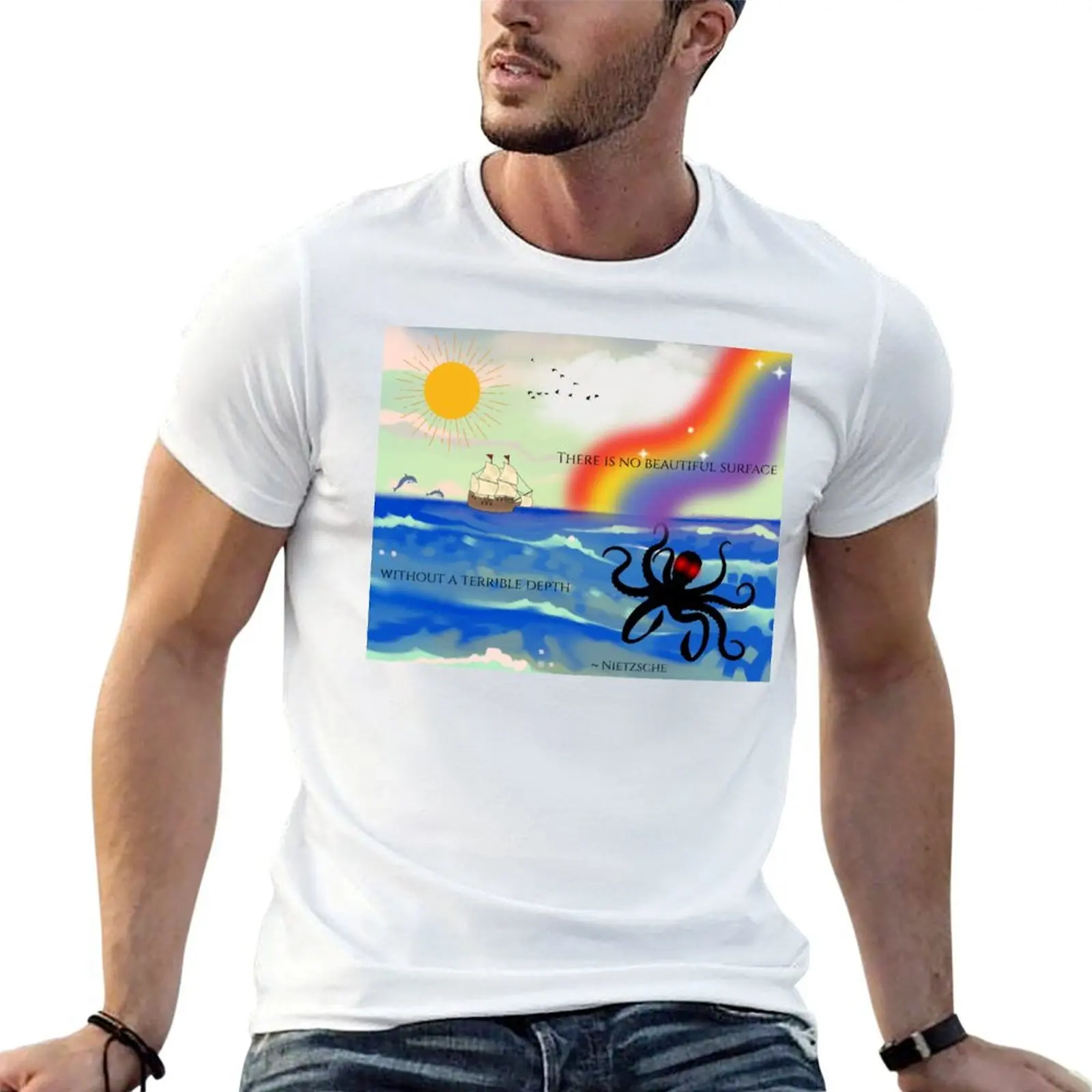 Nietzsche: Beautiful Surface, Terrible Depth T-Shirt luxury t-shirt vintage anime shirt anime shirts men