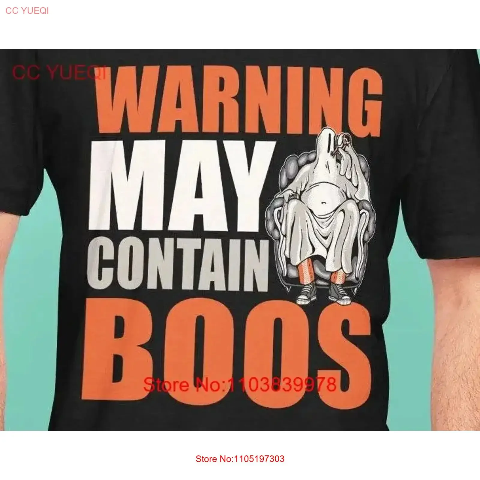 Warning May Contain Boos Funny Halloween Drinking T Shirt Gag GifT Party Trick or Treating vintage Washed Top For Everyday Wear