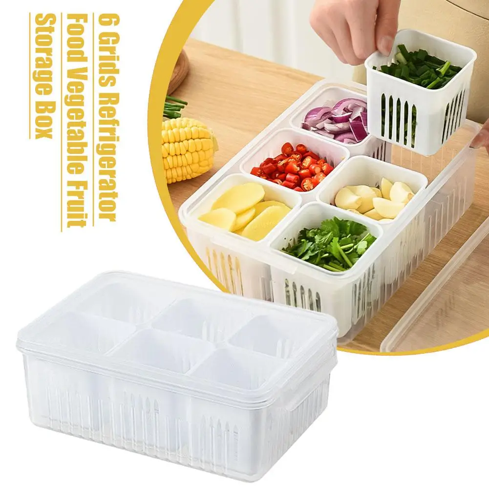 

Multifunctional Drain Basket 6-grid Vegetable Fruit Drainage 2-Layer Basket Basin Box Containers Gadgets Storage Washing Ki D3Y8