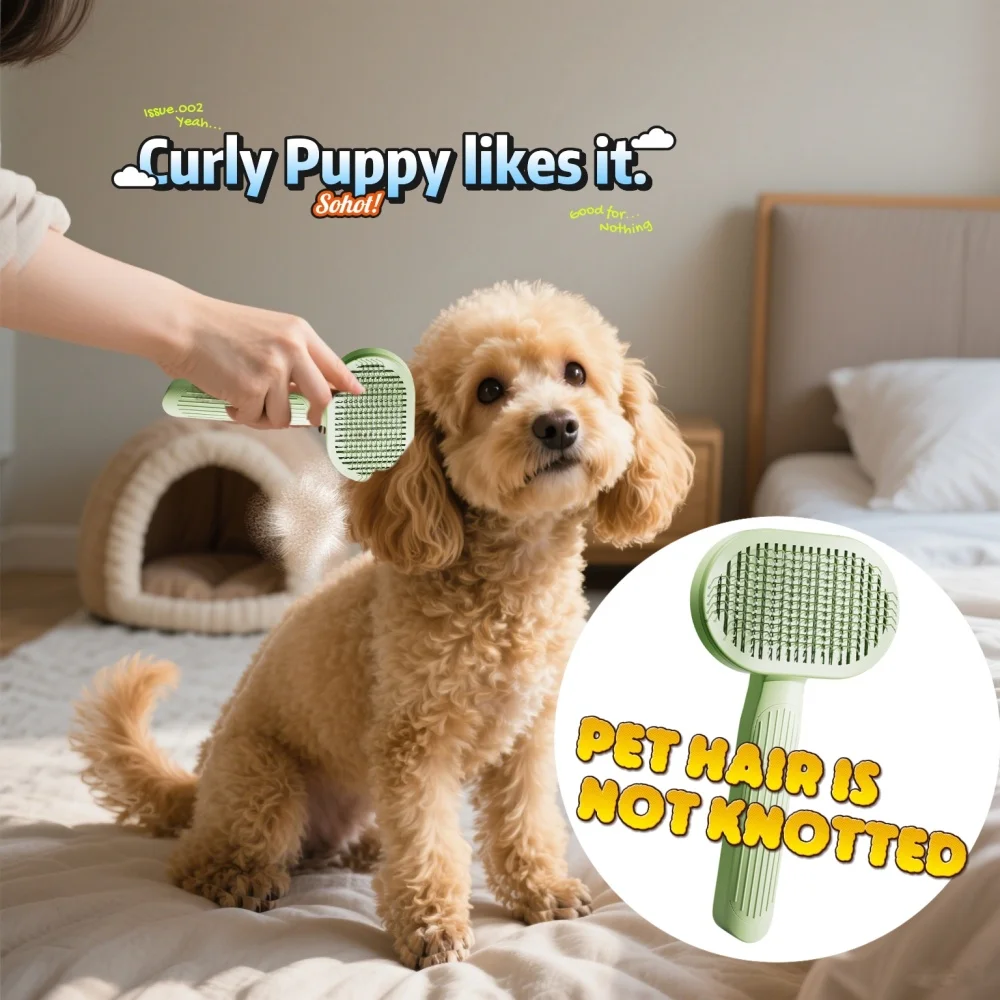 

Curly dog fur comb needle comb brush, Curly dog long hair cat special comb for cleaning hair, knotted hair, hair beauty comb