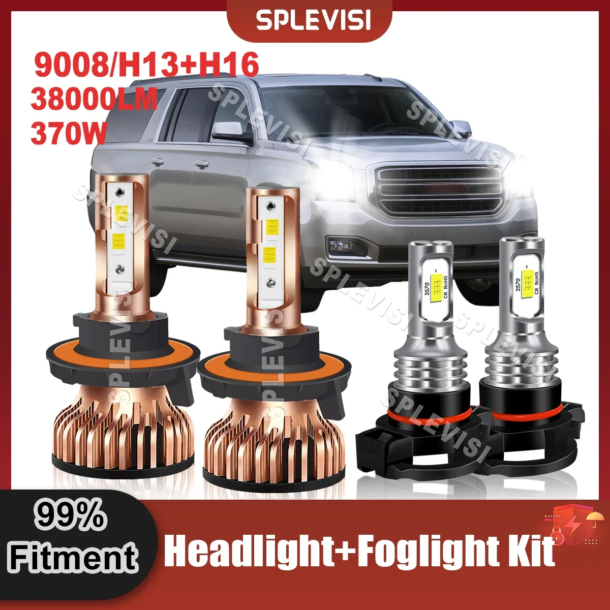 

Auto LED Headlight 9008/H13 High Low Beam H16 Foglight Kit For GMC Yukon XL Yukon 1500 2007 2008 2009 2010 2011 2012 2013 2014