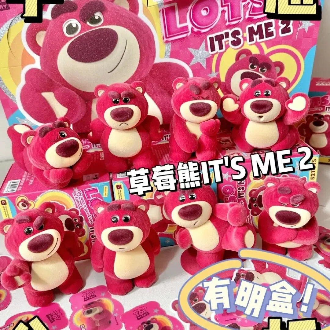 

52toys Disney Lotso It's Me 2 Strawberry BearSecond Generation Flocking Model Collection Desktop Decoration Kids Birthday Gifts