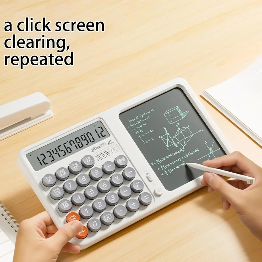 Large Display Calculator with Notepad Eye Protection Screen 12 Digits Function Calculators with Tablet Multi-Functional