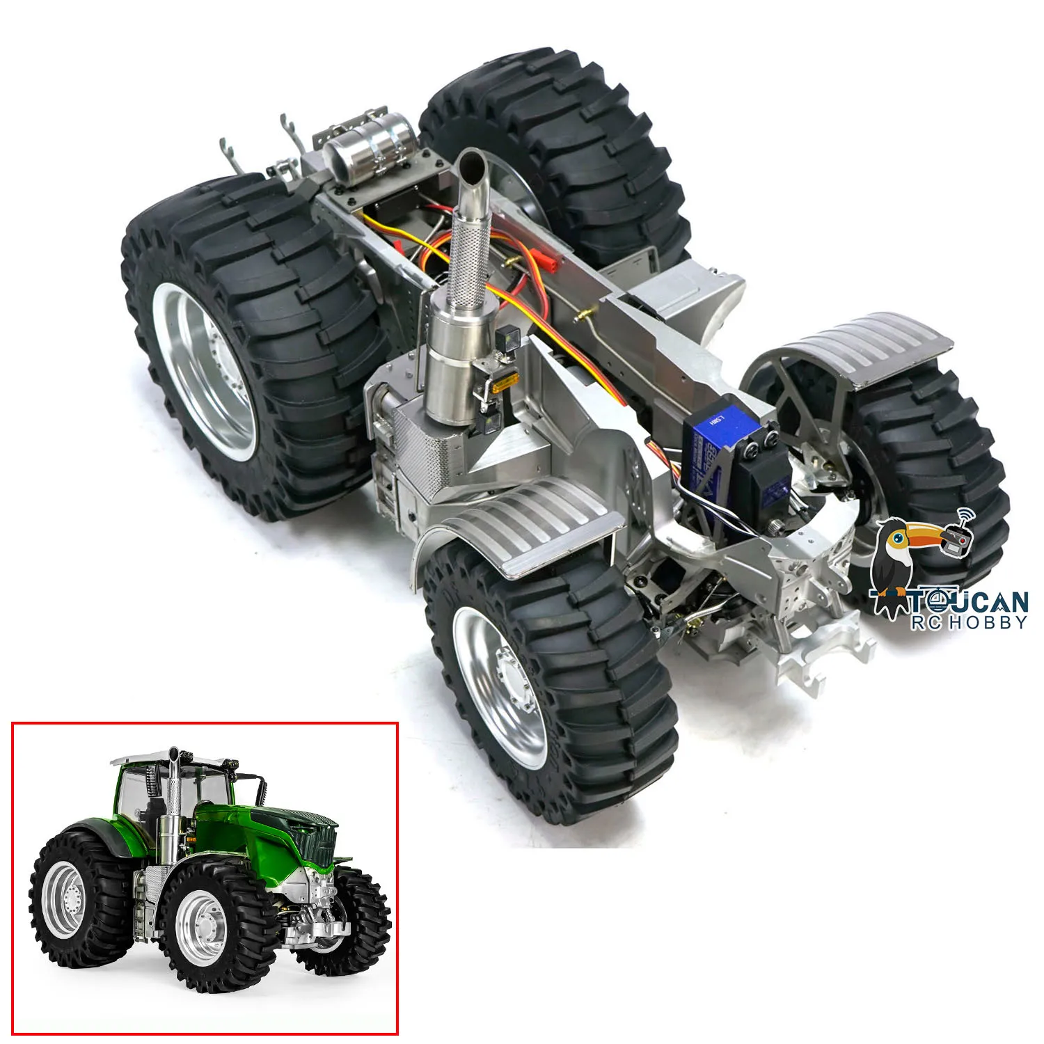 LESU 1/16 RC Metal Assembled Chassis 4X4 Painted Model with Differential Lock for 1050 Remote Control Tractors DIY Car Model