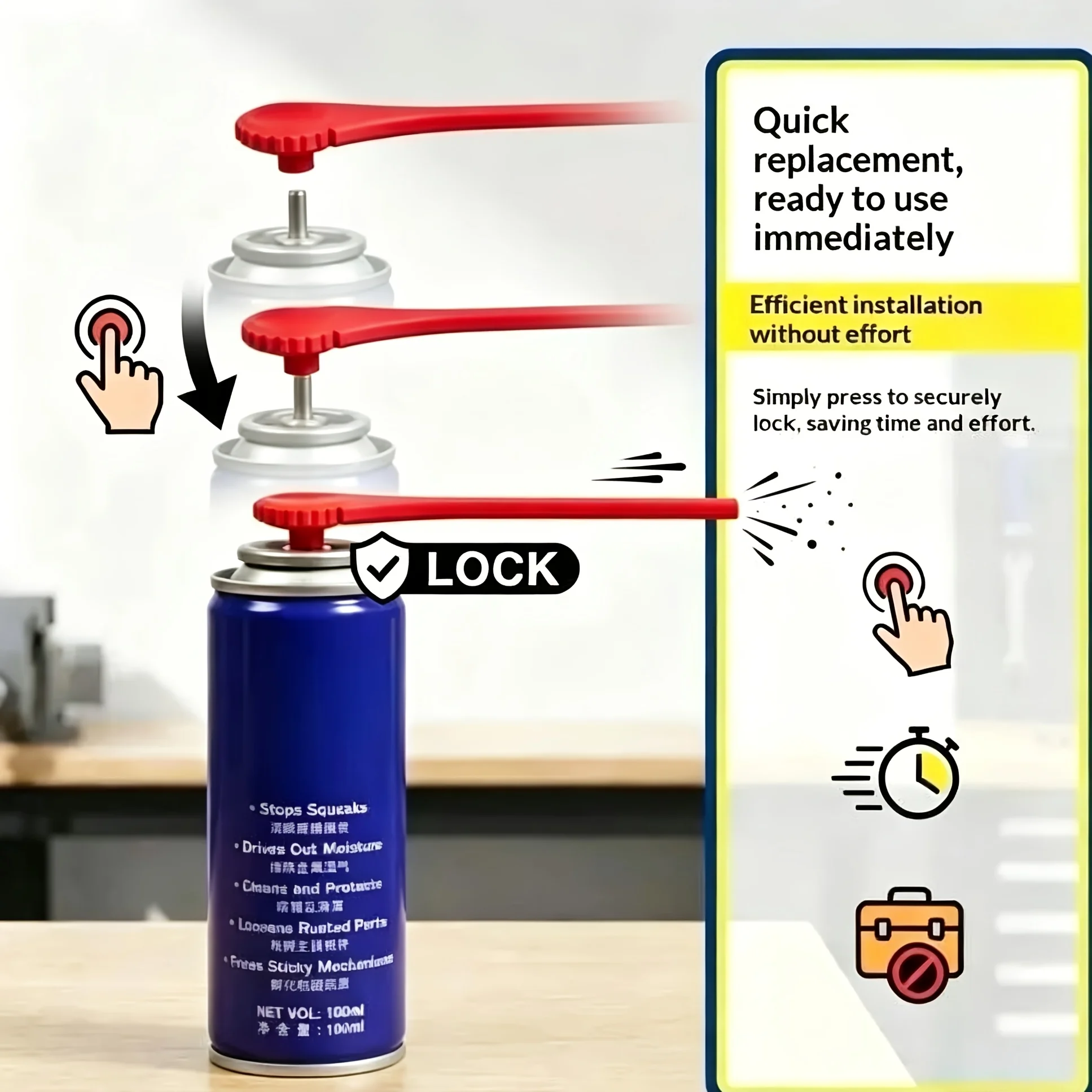 3 Pcs WD-40 Special Extended Long Nozzle Precision Spray Replacement Head Leakproof Joint Durable Spray Can Accessory