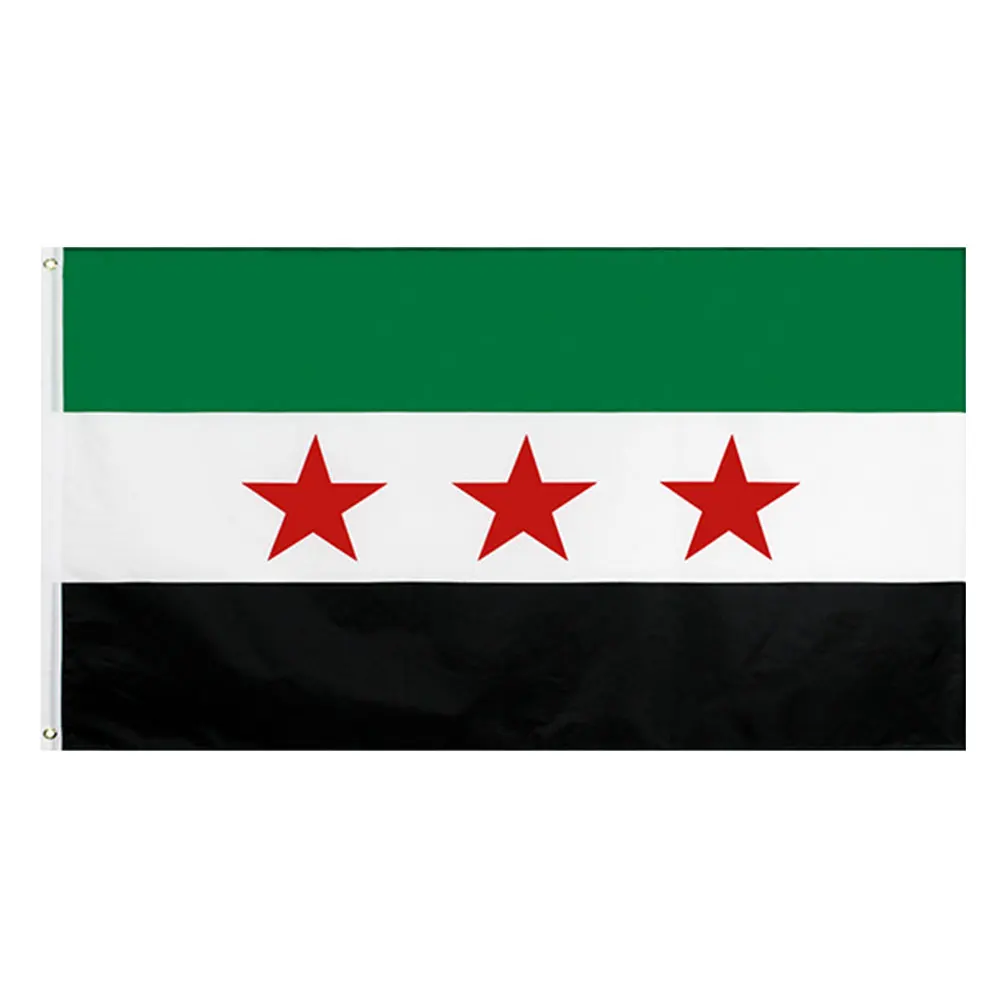 Flag of Syria Revolution 90x150cm Syrian Arab Republic Three Red Star Syria Flag Polyester Syria Banner for Home Decoration