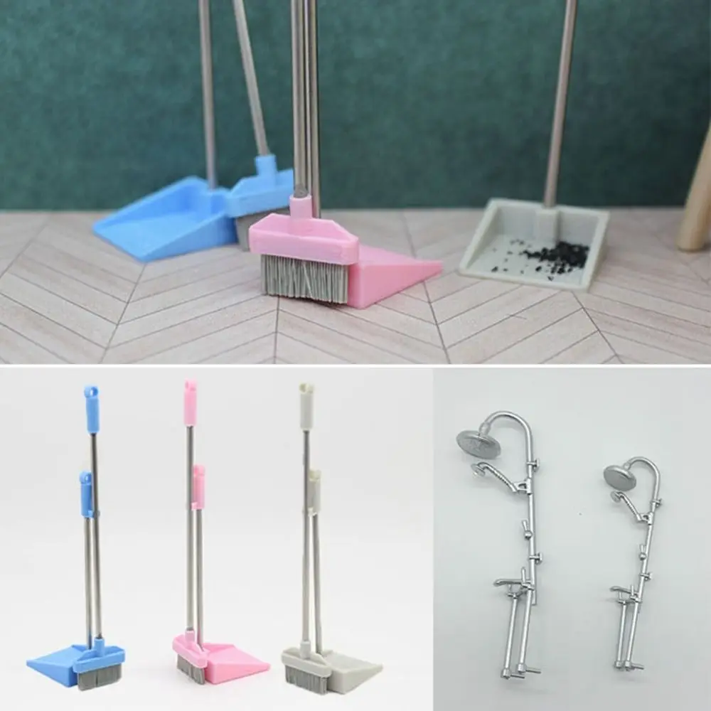 New 1:12 Dollhouse Miniature Broom Micro Life Mini Cleaning Tools DIY Shower Model Doll Home Decoration