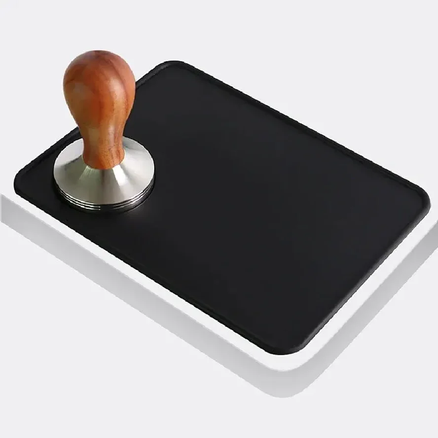 Anti-skid Coffee Tamper Mat Food Grade Silicone Pad Espresso Coffee Tamping Corner Black Thicken Mat for Office Bar Shop