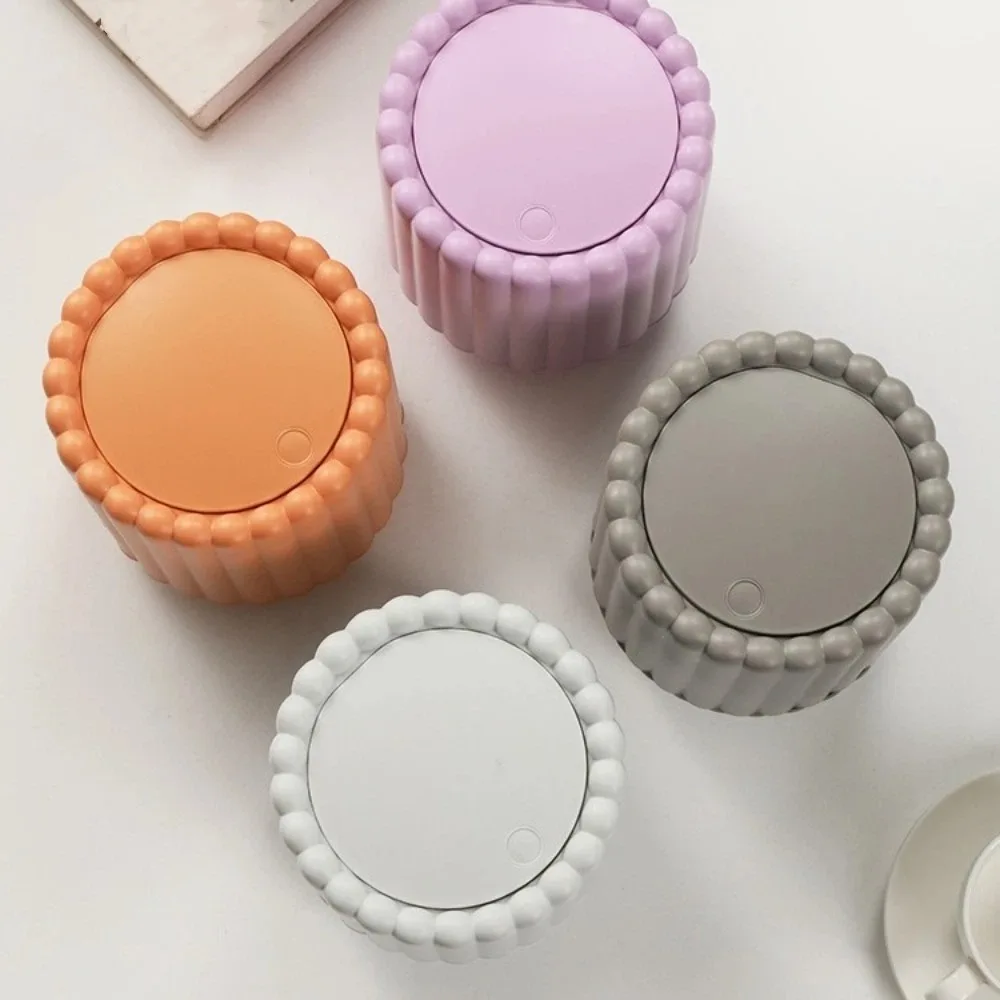 

Durable Press Open Lid Desktop Trash Can Large Opening Sunflower Shape Waste Bin Non-slip Plastic Storage Bucket Office