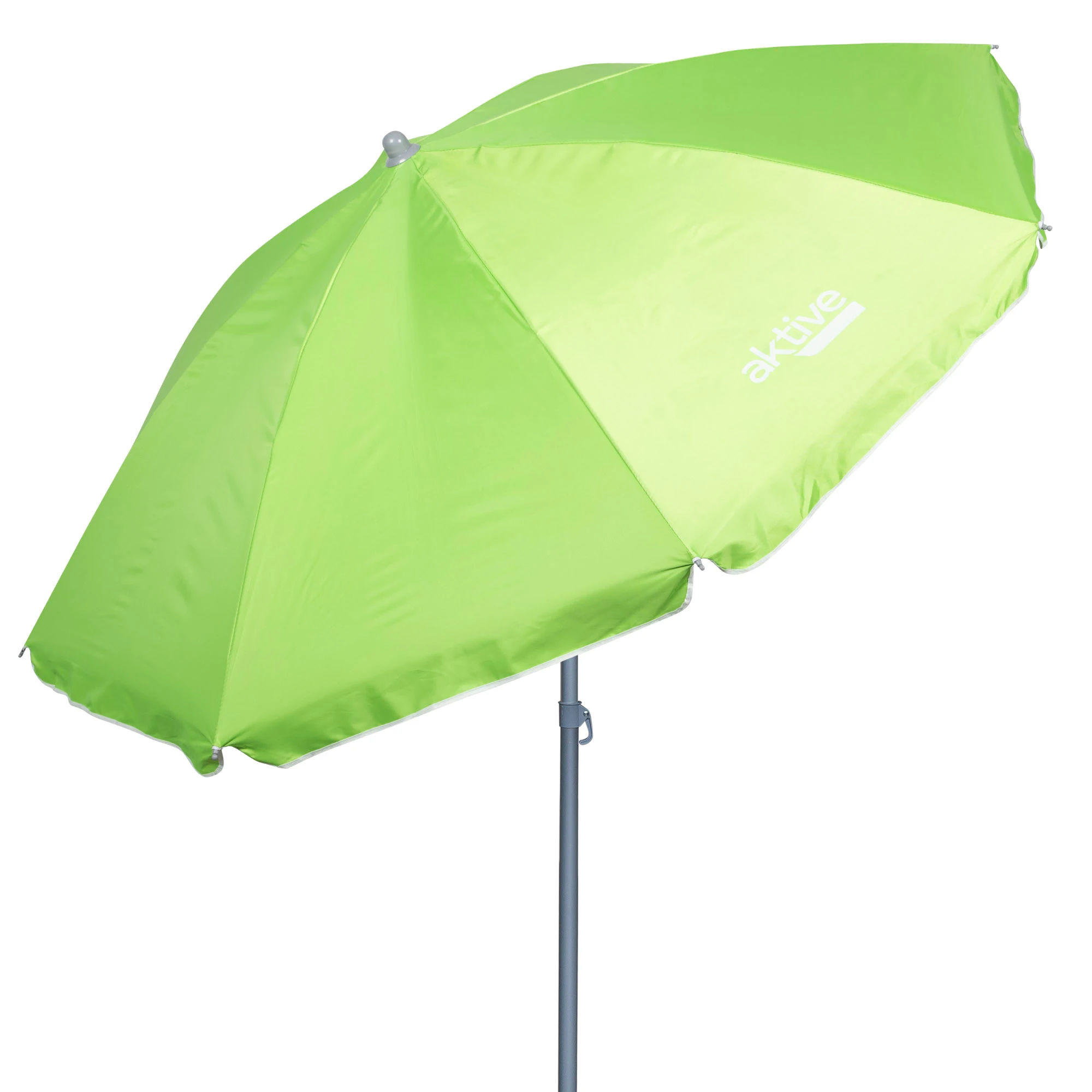 Aktive Beach Umbrella Ø 180 cm Tilt Mast Silver Coating UV50 Protection Fiberglass Rods Green color exterior Shade Awning Umbrella Beach Accessories