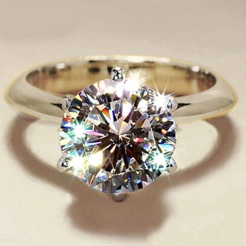 3ct Diamantring Solitär Damen Silber 925 Gelbgold Moissanit-Ring Verlobung Hochzeit 2ct Moissanit-Ring mit Zertifikat – Detail 9