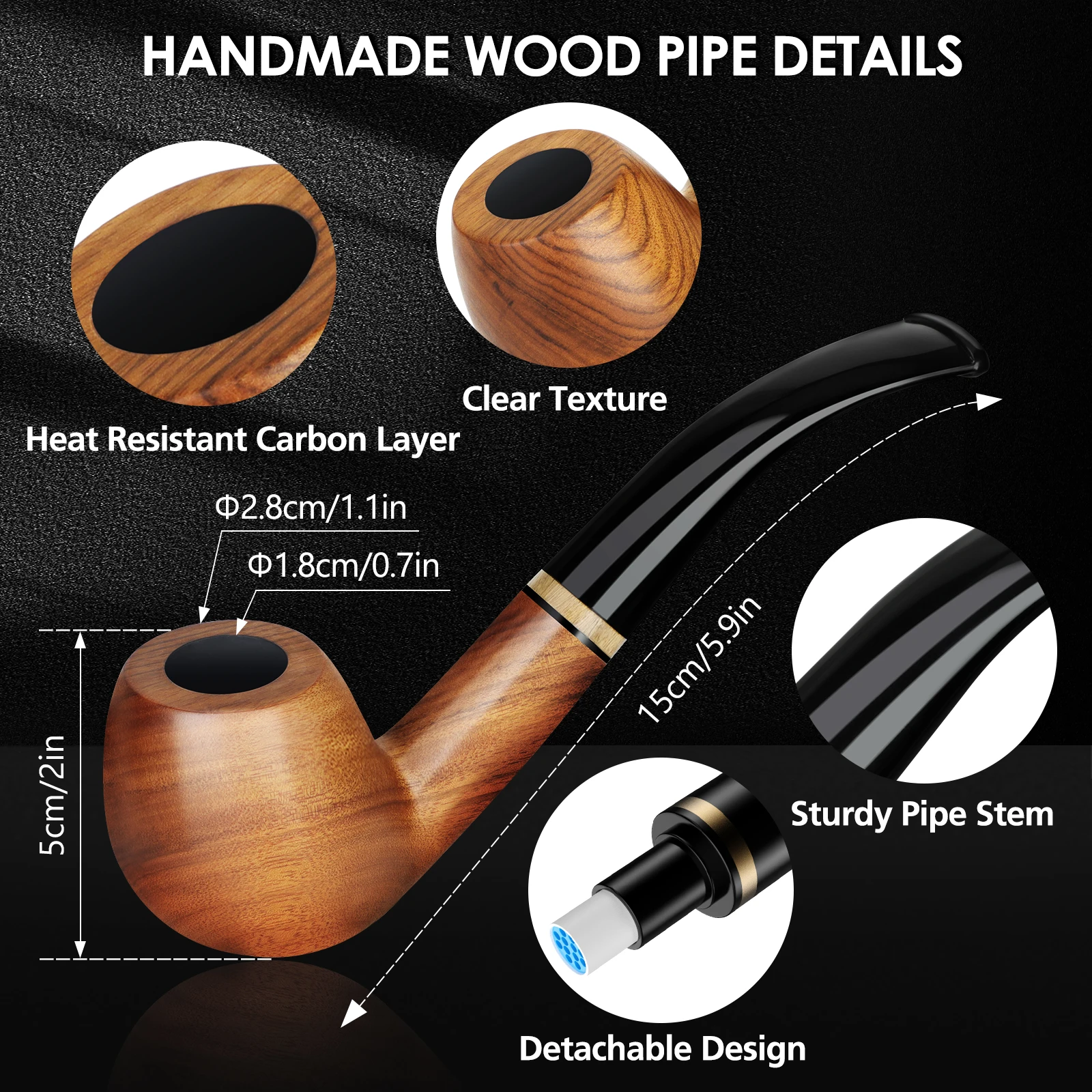 Scotte Tobacco Pipe Set Handmade Wooden Smoking Pipe with Accessories and Gift Box