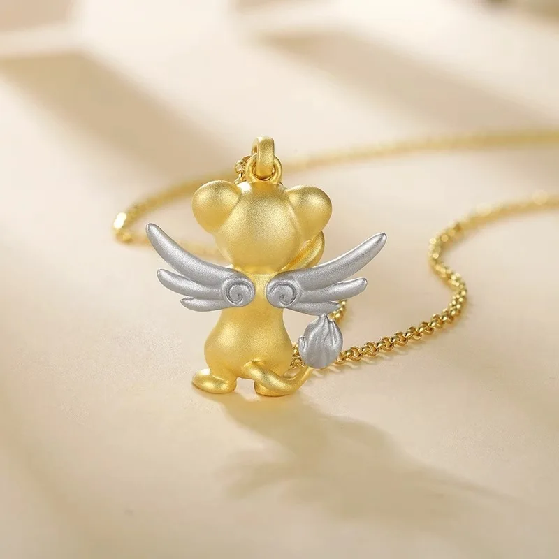 Collier Captor de carte de dessin animé Sakura, pendentif tridimensionnel de haut niveau, collier périphérique polyvalent, cadeau de vacances pour femme