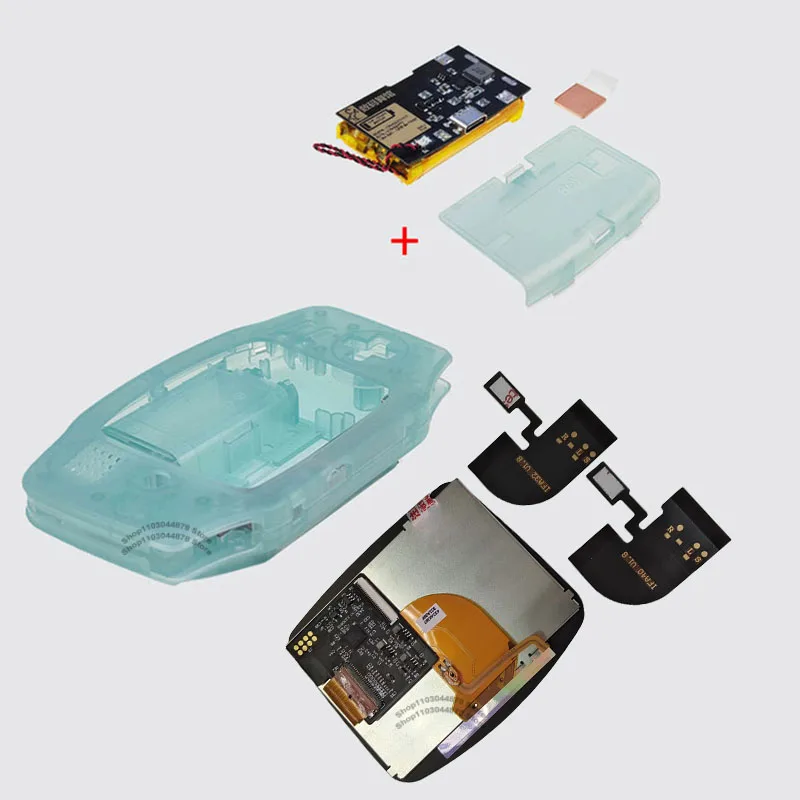 IPS V4 Pre-gelamineerde scherm LCD-schaalsets 1800mAh ingebouwde lithium batterij met Type C oplaadpoort batterijdeksel voor GBA