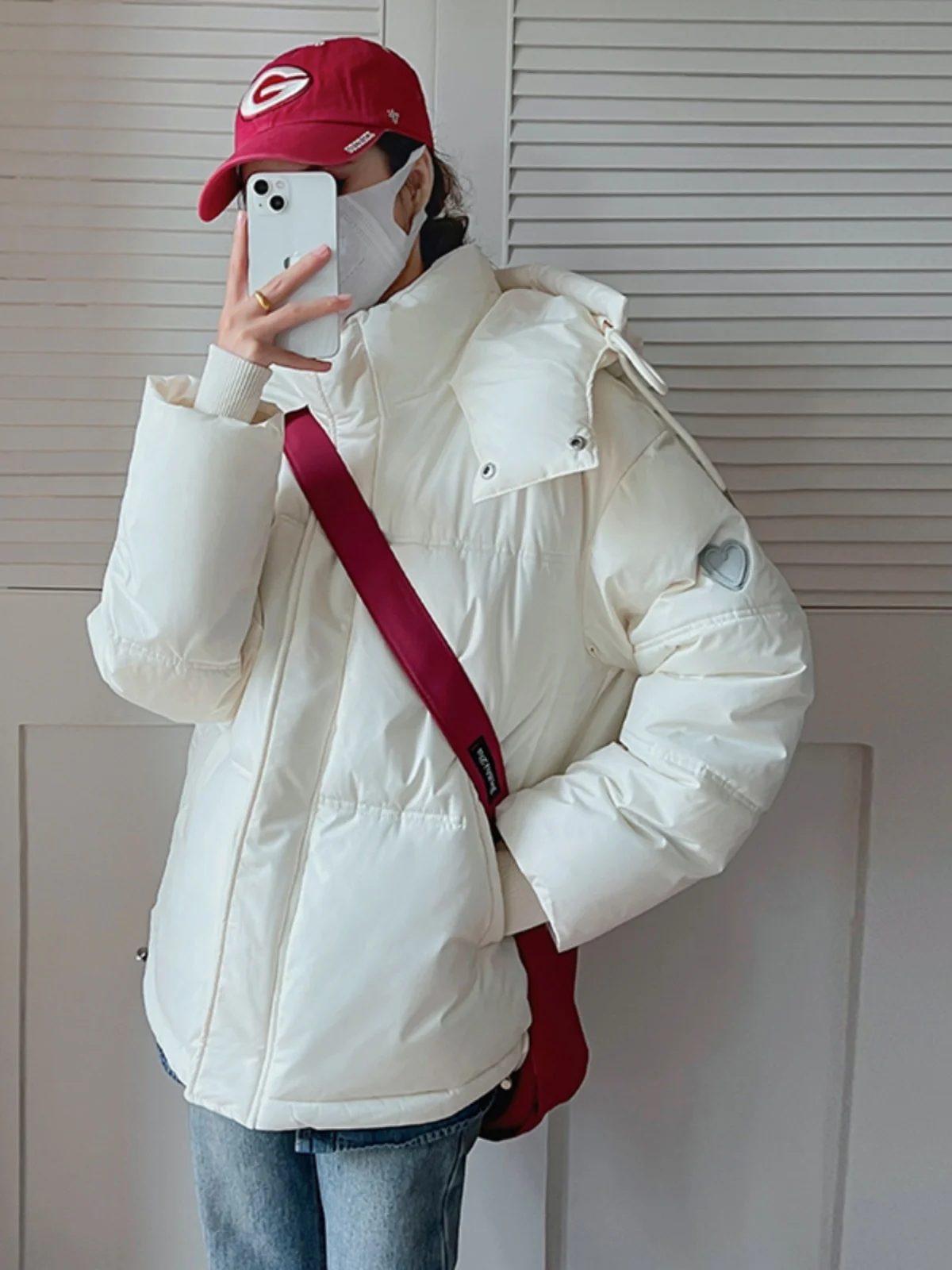 Grey Down Cotton Jacket For Women Winter 2023 Hooded Jackets Coat Solid Color Design Thickened Cotton Jacket Oversize
