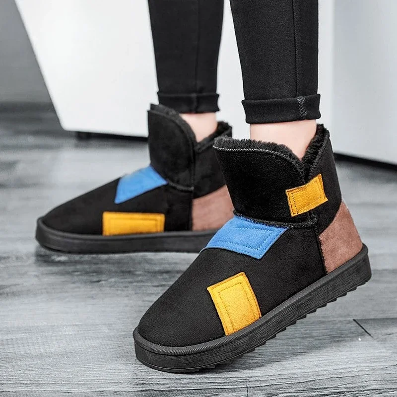 Men's 2025 New Arrival Snow Boots Fleece Lined Warm Cold Resistant Couples Shearling Boots Thick Sole Korean Style Insulated