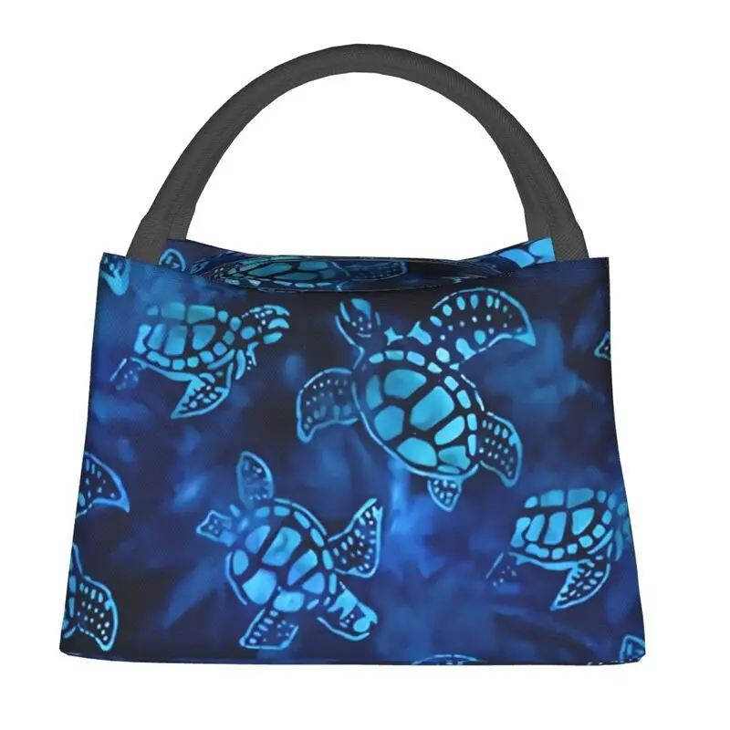 Blue Sea Turtles Insulated Lunch Bags for Women Waterproof Sea Animal Nautical Cooler Thermal Lunch Box Office Picnic Travel