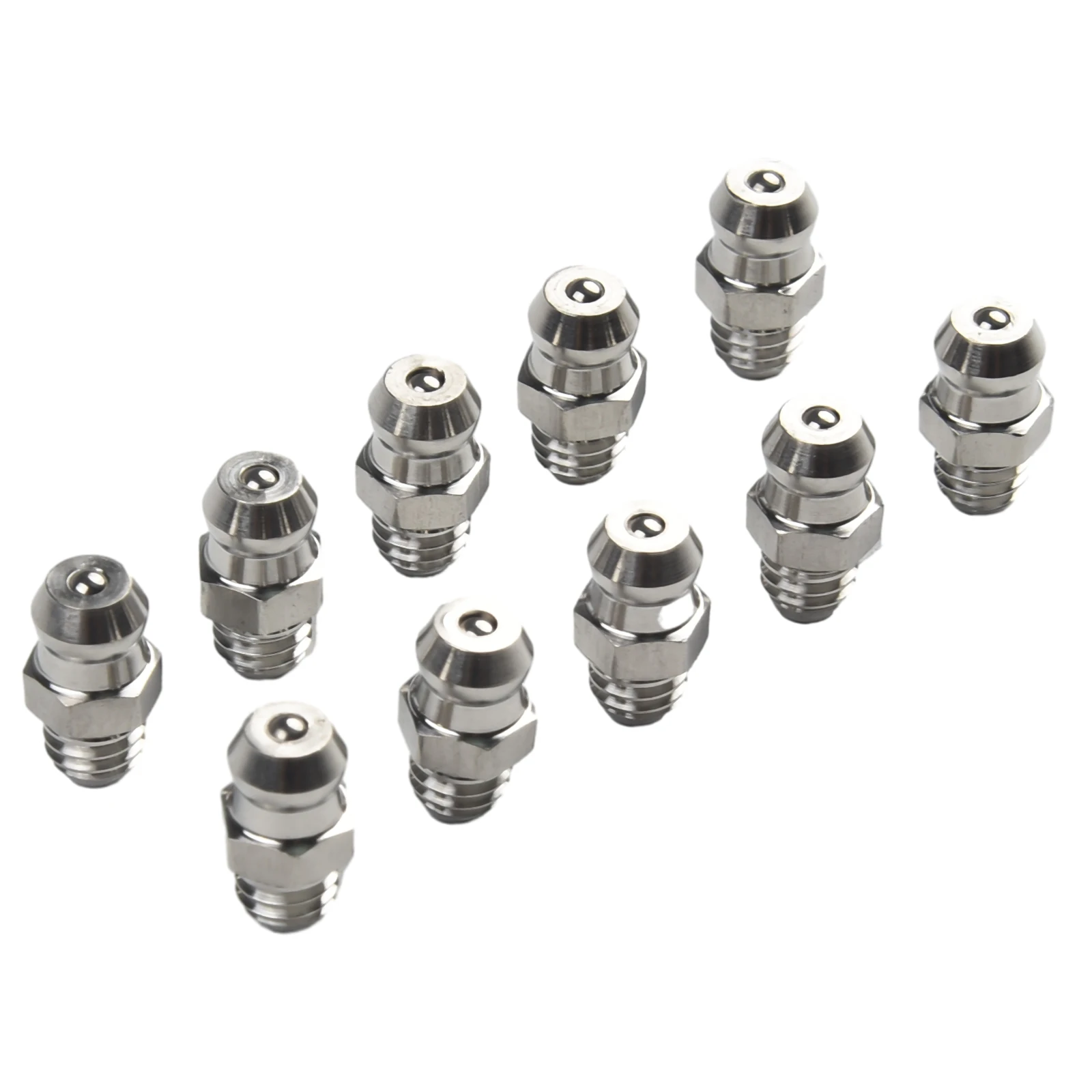 10pcs 201 Stainless Steel Straight Hydraulic Grease Fitting M6 7mm Hex Width Thread Kit/set 14mm Height Grease Nipple