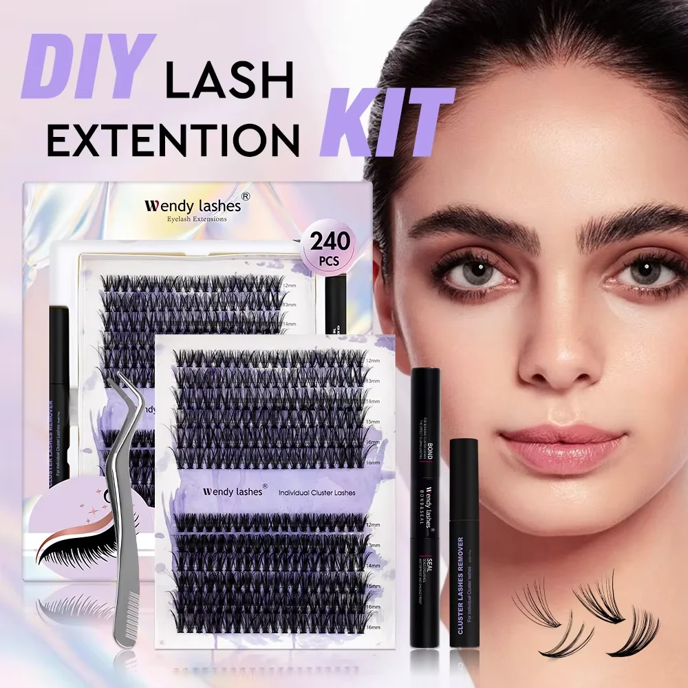 Wendy Lashes Cluster-Wimpernverlängerung 20D-80D DIY Multi-Typ gemischtes Wispy-Tablett unter der Wimpern, natürlich, 16 Reihen, großes Fassungsvermögen