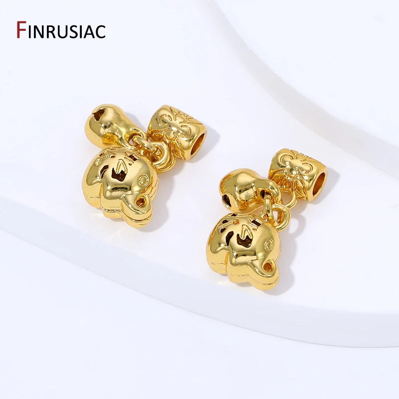 18K Gold Plated Brass Pendant Bails,Tube Connector Bail With Lucky Bell Charm For DIY Jewelry Making Findings - view 3