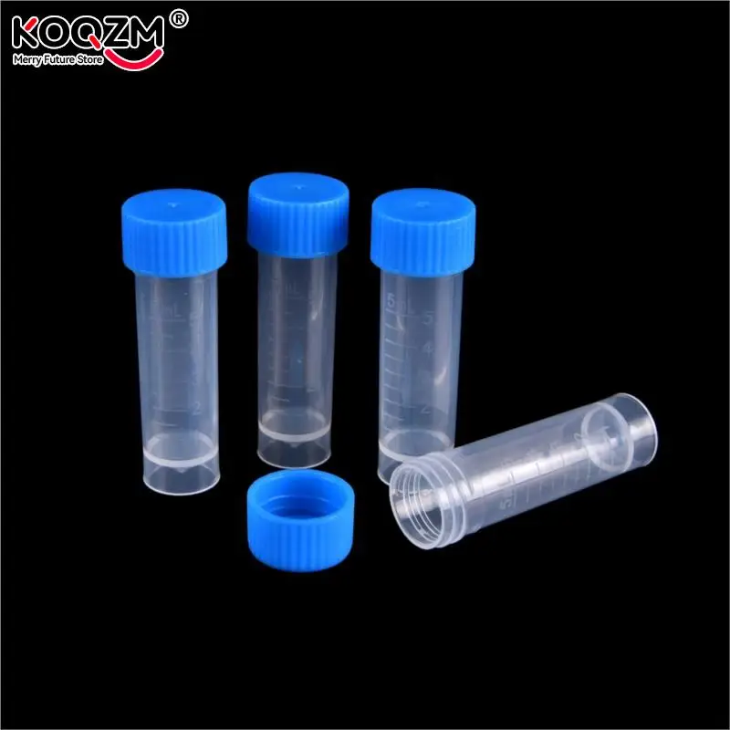 100 sztuk x 5ml chemia plastikowe probówki fiolki Seal Caps opakowanie dla Office School Chemistry Supplies