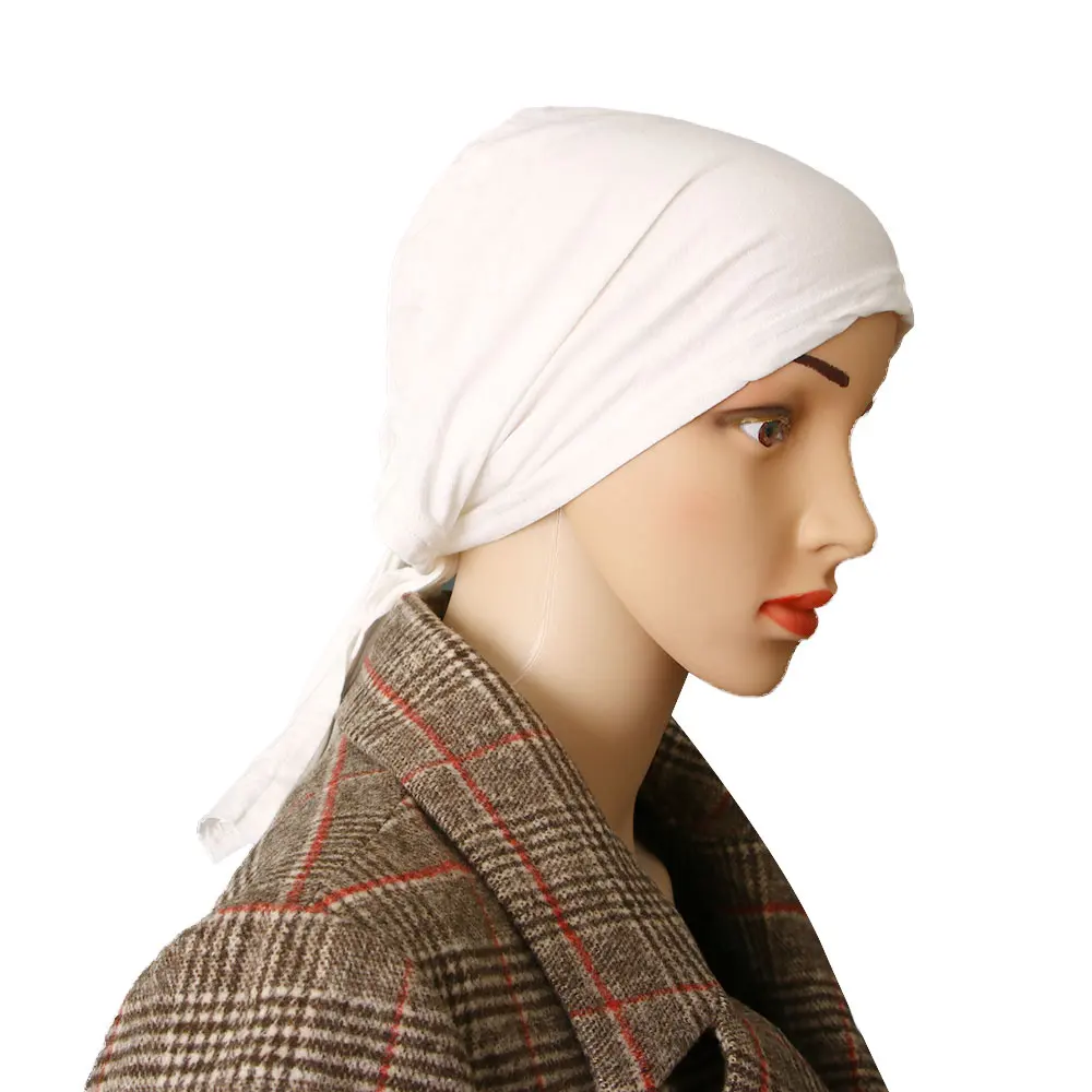 通気性の高品質ソリッドビーニーキャップ帽子ヘアアクセサリーインナーヒジャーブキャップ女性のヒジャーブイスラム教徒キャップイスラムヒジャーブ