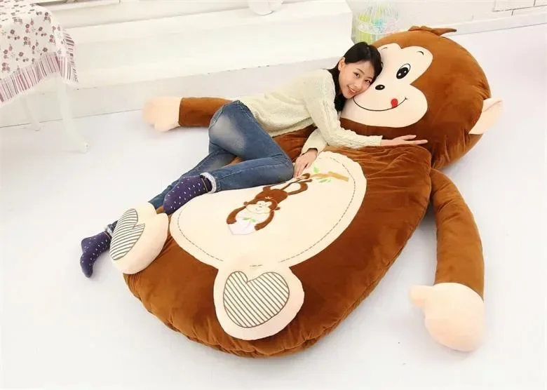 [Funny] Very cute cartoon Sleeping Bag soft animal Cat  Frog Monkey Bear Bed Carpet Tatami Sofa mat Beanbag plush toy kids gift