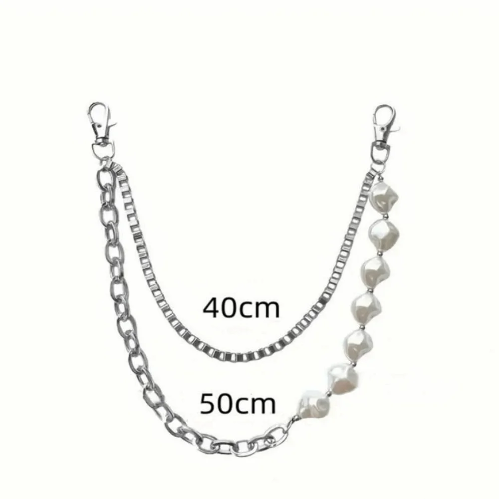 للجنسين غير النظامية اللؤلؤ الخصر سلسلة روك الطبقات السائق السراويل سلسلة الهيب هوب Harajuku محفظة المفاتيح الملابس والاكسسوارات #6