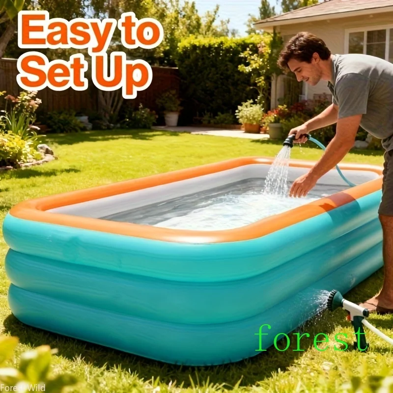 Inflatable foldable rectangular pool for adults and kids, ideal for backyard use and fun outdoor water parties in leisure time
