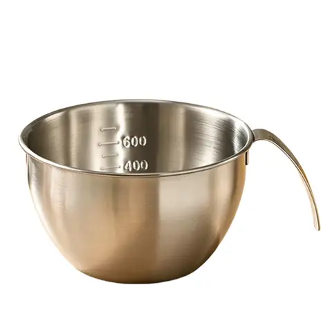 300/500/100ml Pure 304 Stainless Steel Measuring Cup Ultra Thick and Deep Salad Bowl with Accurate Scale and Ergonomic Handle