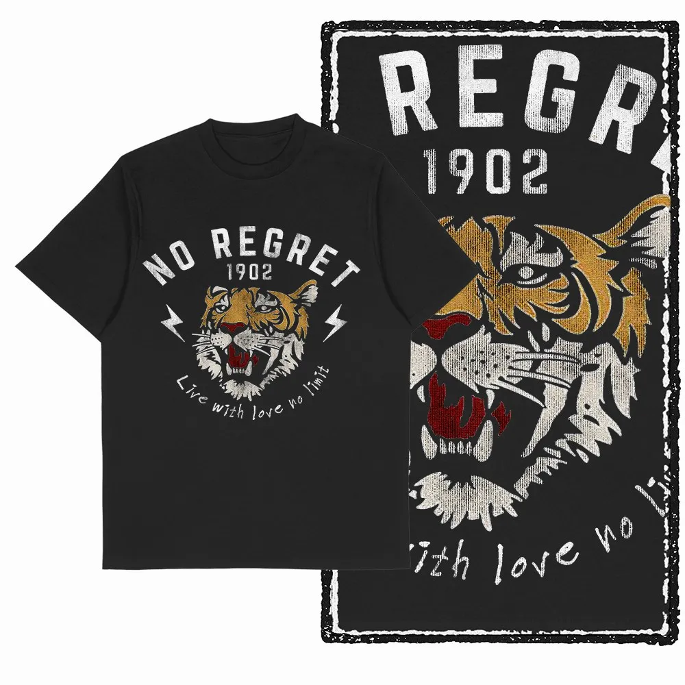 Japanese Style Vintage Tiger Graphic Printed T-shirt Men Women Cotton Loose Casual Tshirt Men's T-shirts  Summer Men's Clothing