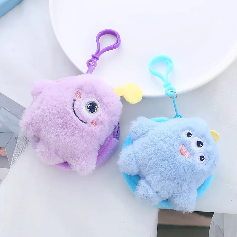 10cm Cartoon Cute Monsters Coin Purse Kawaii Wallet Portable Plush Coin Bag Key Earphone Toys Hobbies Zipper Bag Gifts for Girl