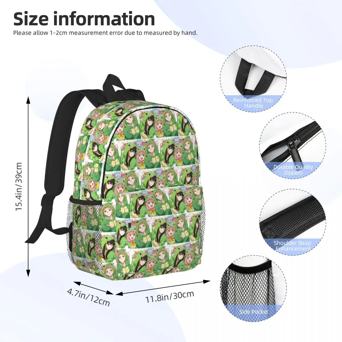 Spy X Family Mochila Estudante Meninos Meninas BookBag Crianças Bolsa Escolar Laptop Bolsas de Ombro para Homens Mulheres