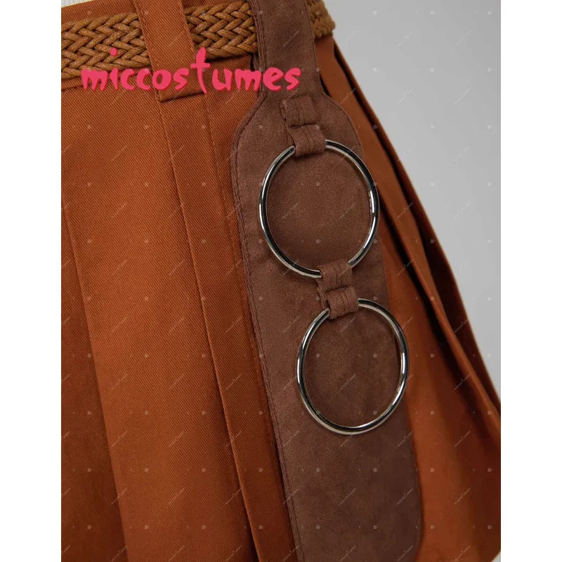 

CyHAIKYUU Women's Nami Cosplay Costume Striped V Neck Short Sleeve Top and Skirt with Belt