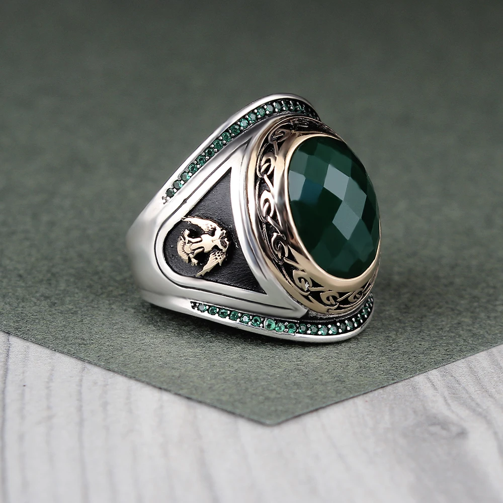 

Zircon Stone Seljuk Eagle Model 925 Sterling Silver Ring