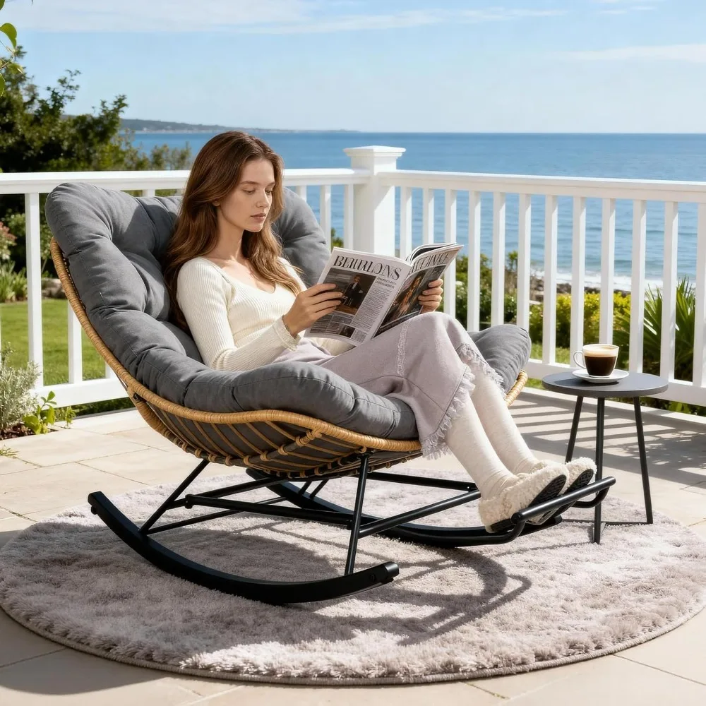 

Egg Chair Wicker Outdoor Chairs, Oversized Patio Lounger Chair with Water Resistant PE Rattan, Adjustable, Customized
