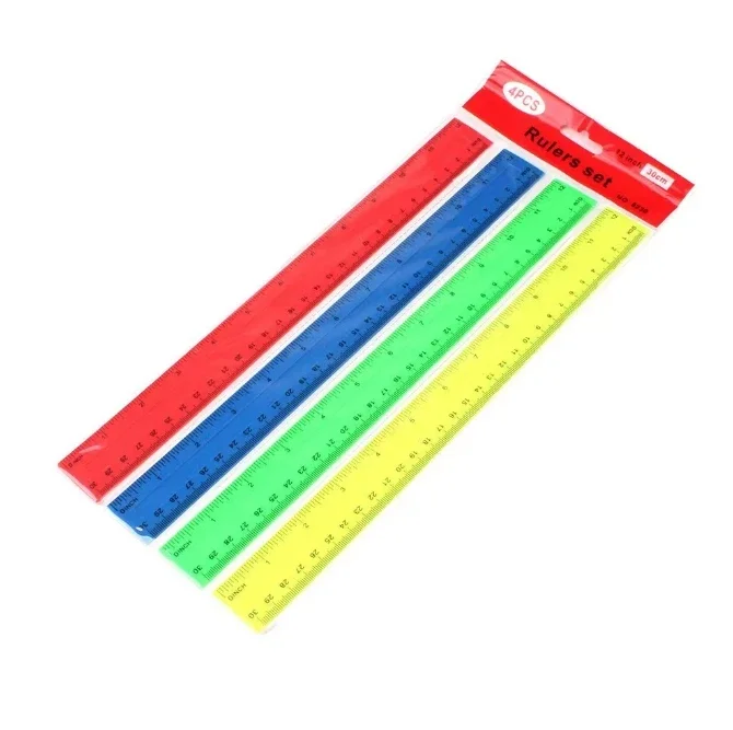 4Pcs/Pack Colorful Transparent Plastic Straight Rulers 30cm Kawaii Stationery Drawing School Office Supplies Kids Student Prize view 6
