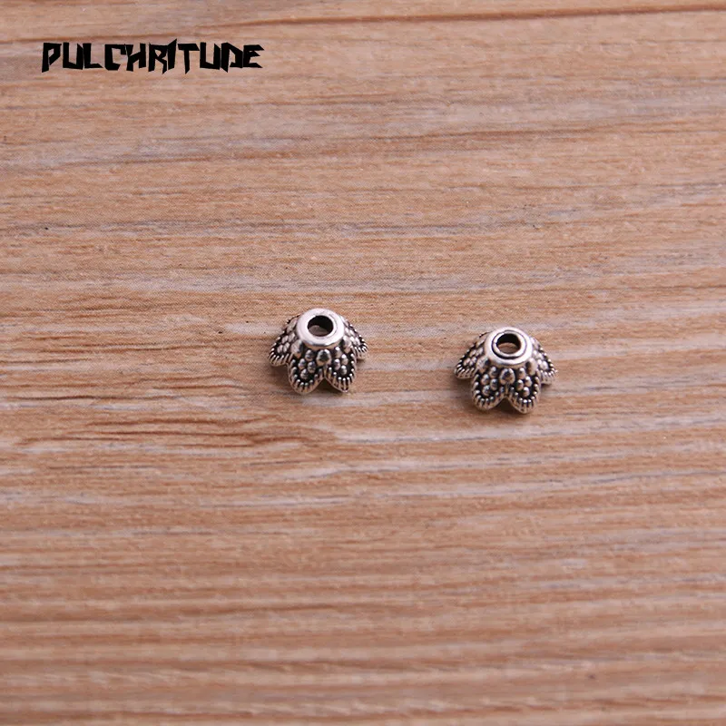 60pcs 5*8*8mm Two Color Receptacle Hollow MINI Flower DIY Spaced Jewelry Accessories Charms For Jewelry Making