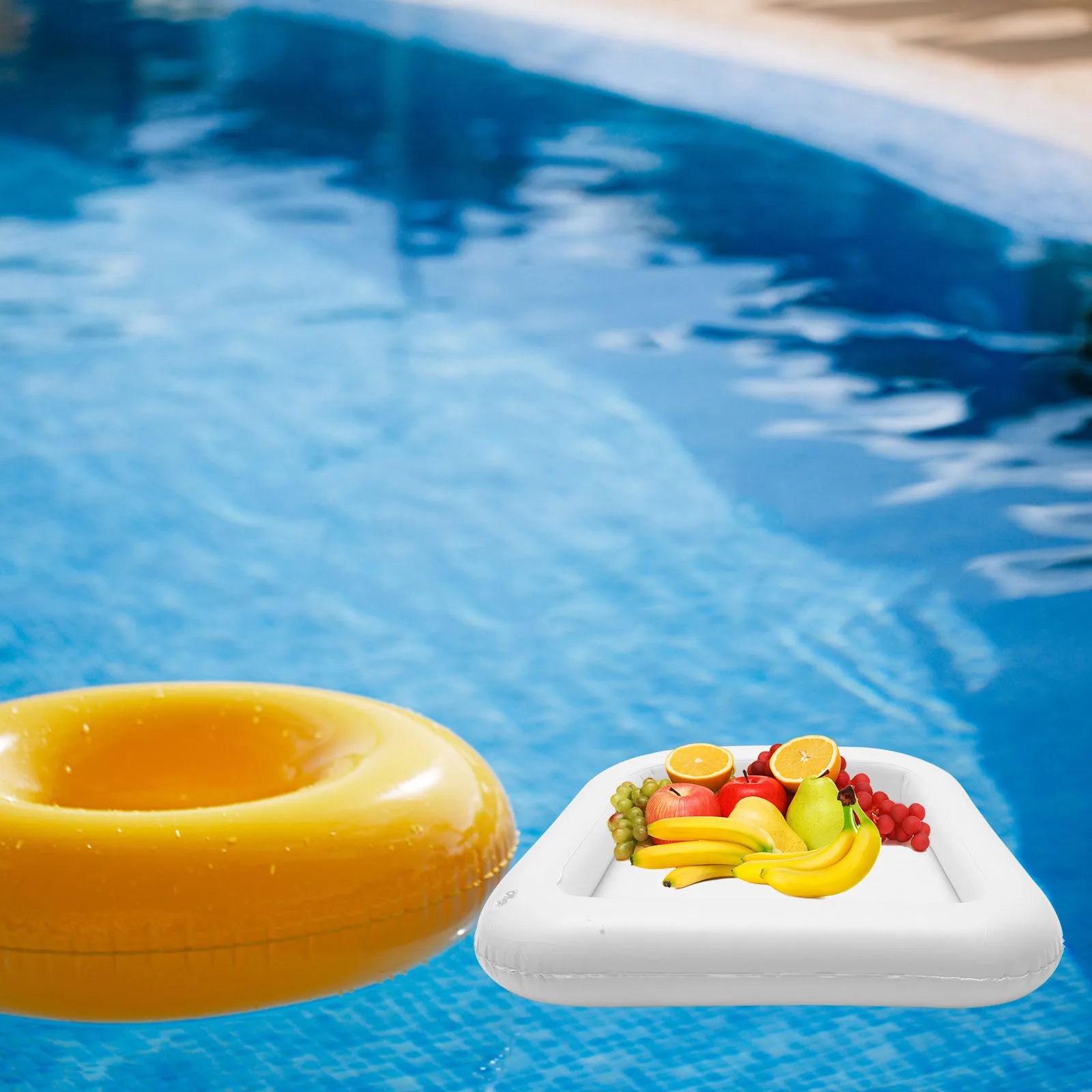 

2Pcs Inflatable Ice Bucket Tray Floating Drink Holder PVC Portable Storage for Picnics Beach BBQ Pool Party Supplies