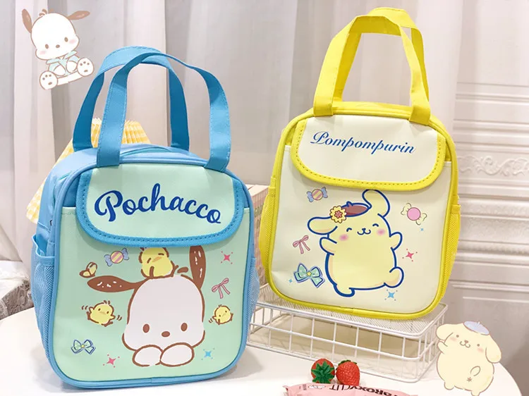 Sanrio urocza torba na Lunch moja melodia Anime Hello Kitty Pochacco Kuromi podróżna termiczna torba śniadaniowa uczeń uczennica prezent torba na