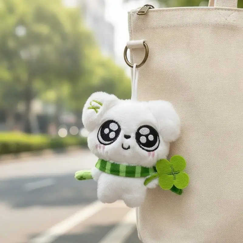 Cute Clover Dog Cartoon Keychain Sturdy Clasp Long Lasting Backpack Charm Creative Gift for Friends Christmas Stocking Stuffers