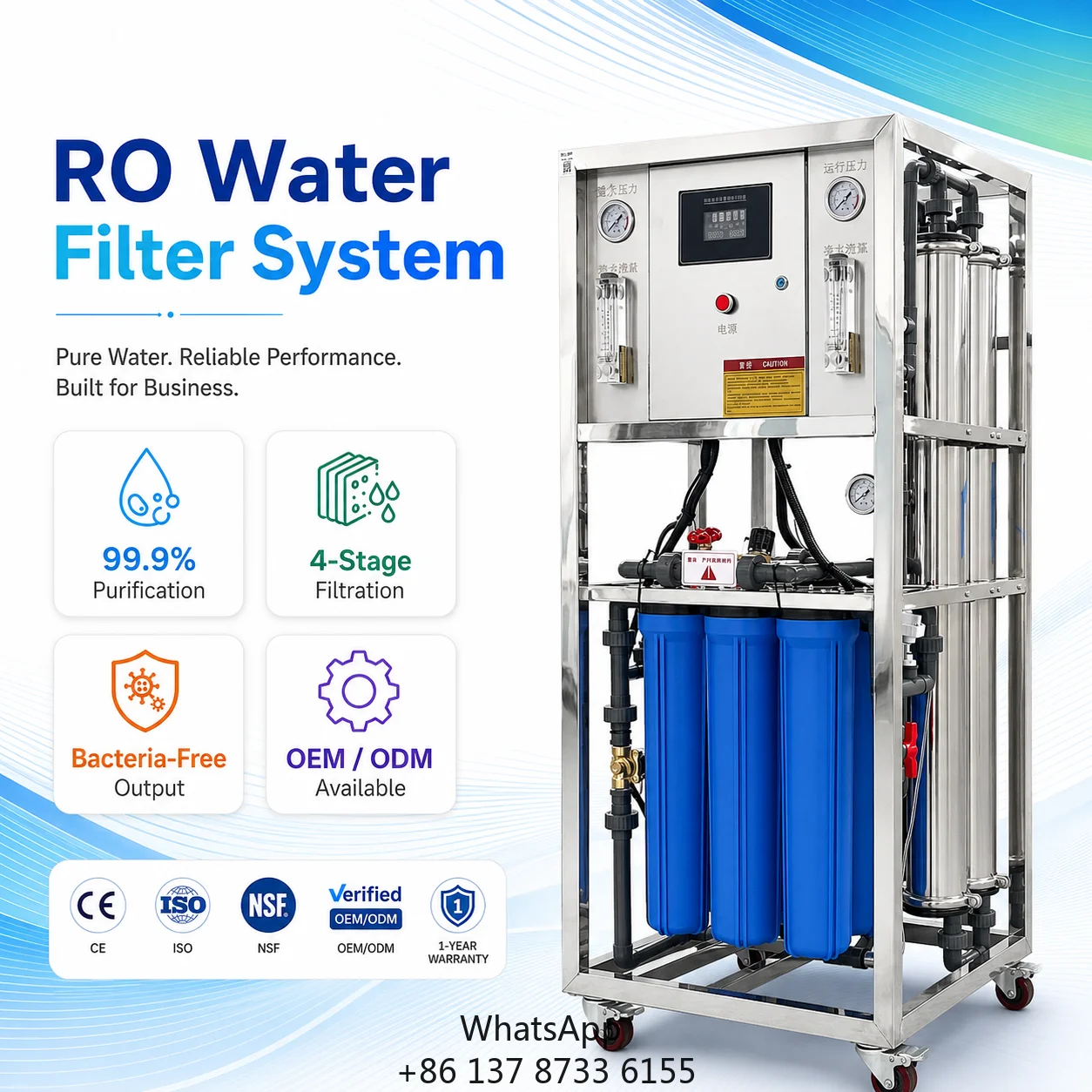 Home Use Pure Drinking Water Making Industrial Treatment RO System Filter Purification Plant Machine 500l / H Reverse Osmosis
