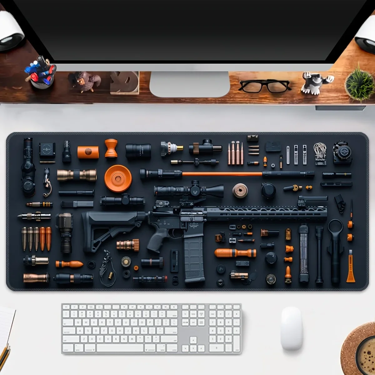 Cooles orangefarbenes Gungear-Mauspad, großes, erweitertes Gaming-Mauspad, rutschfestes Gummi, 40 x 90 cm, Esports-Schreibtischunterlage, LockEdge, Bürodekoration