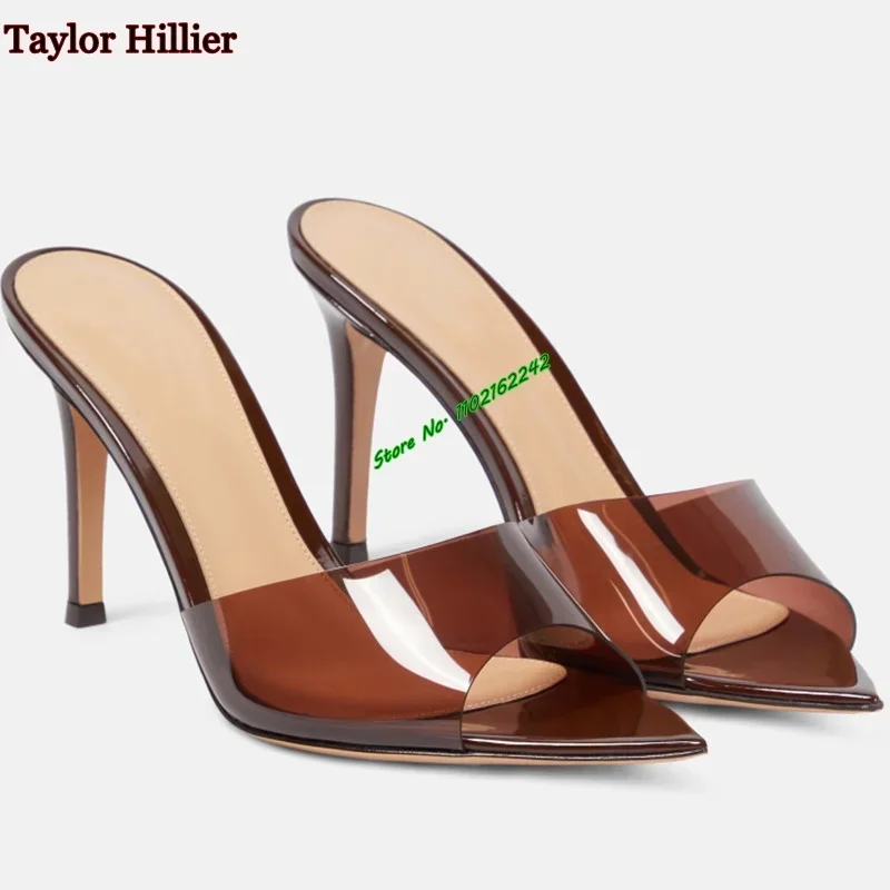 Nude Pointed Toe Slippers 2024 New Summer Stiletto Heels 5cm/8cm/10cm French High Heels Women\'S Fashion Sexy Outer Slippers 46
