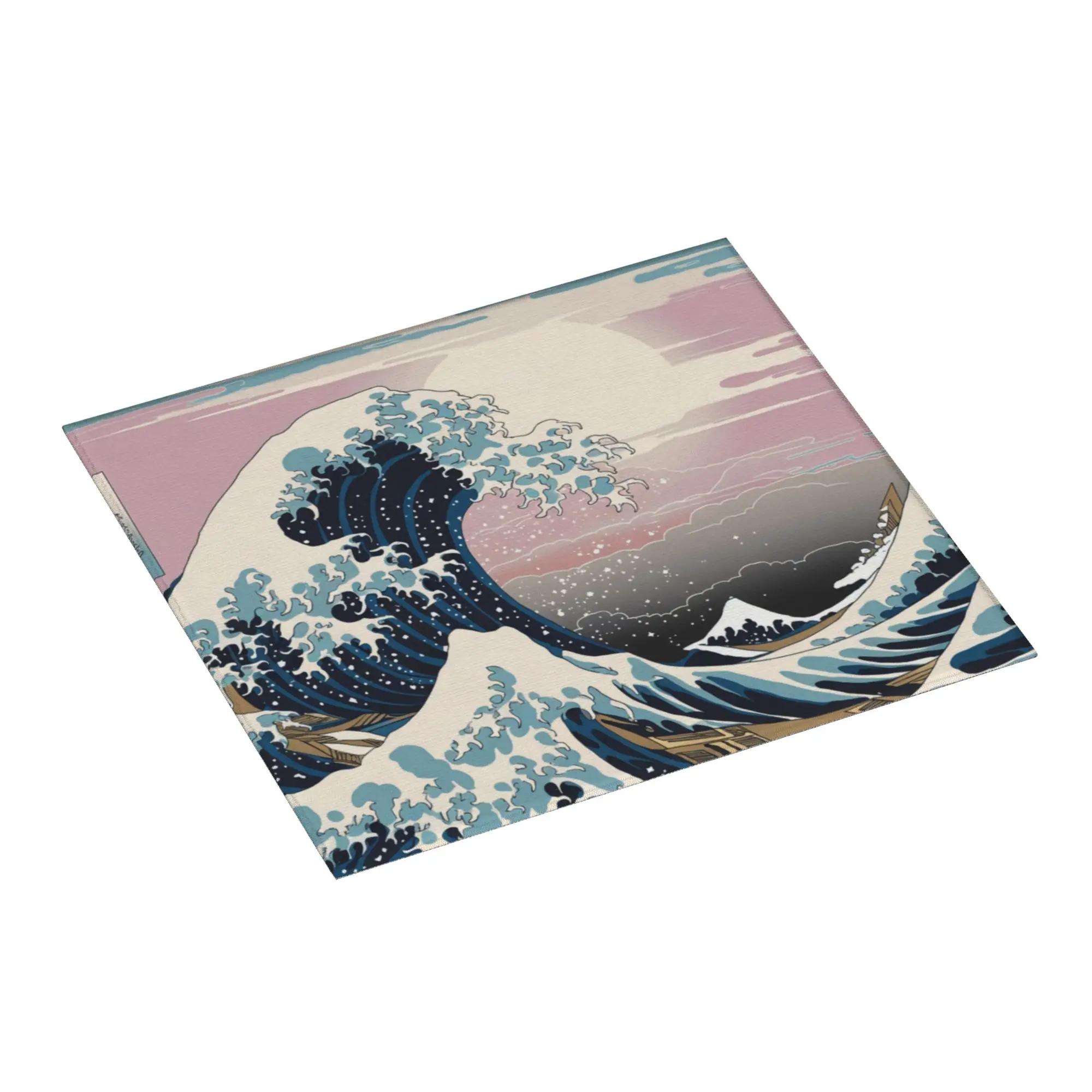The Great Wave off Kanagawa Non Slip Kitchen Counter Protector Mat Barware Tableware Reusable  Bathroom Drying Mat For Kitchen