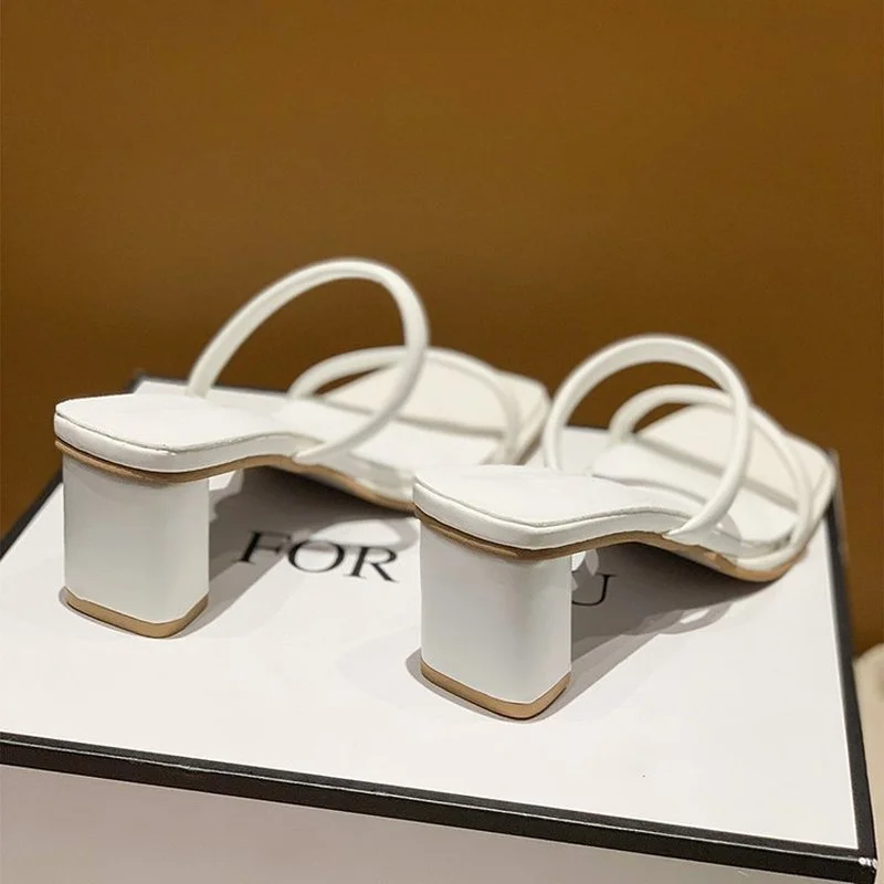 2022 Women Sandals Pumps Summer Fashion Open Toe High Heels Shoes Female Thin Belt Thick Heels Party Casual Female Shoes