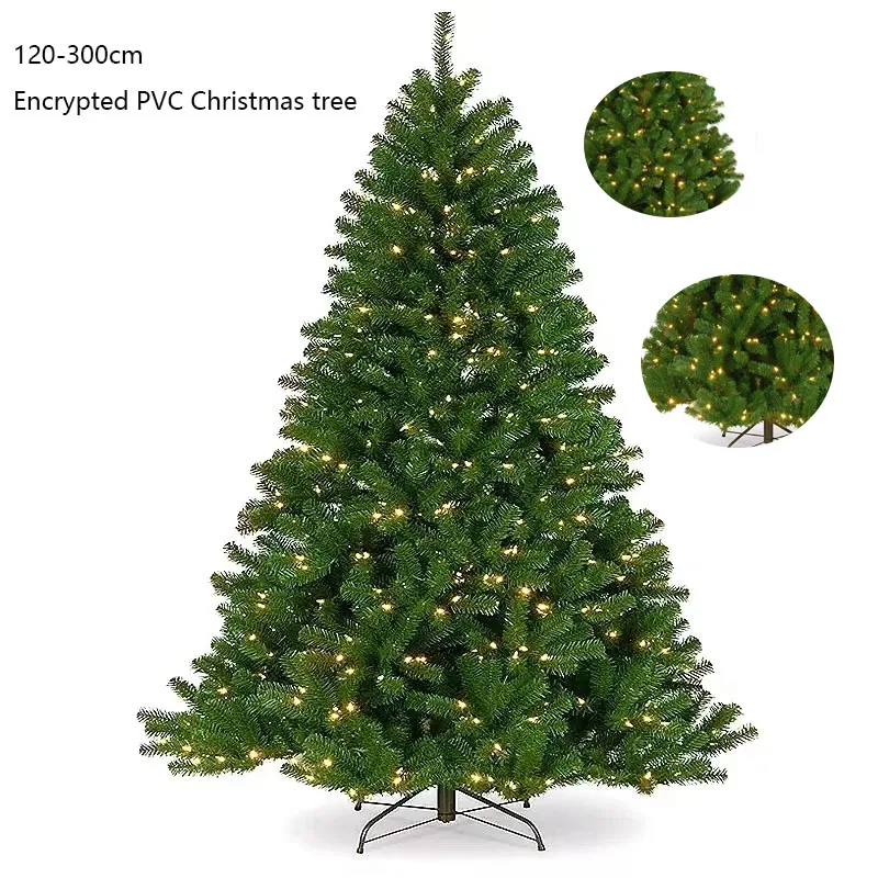 

PVC Large Christmas Tree with LED Lights Family New Year Decorations Indoor and Outdoor Decorations 120cm-300cm