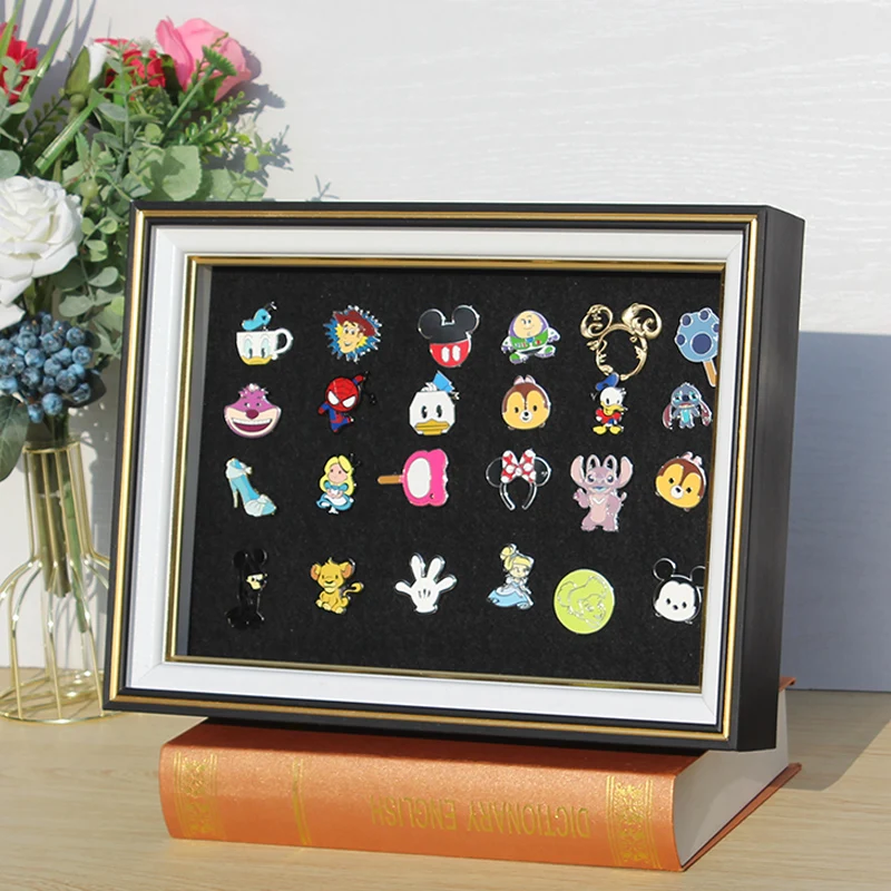 

Hollow Shadow Box Frame for Badges Medals Brooches Keepsakes Wall Mountable Display Case with Storage Stylish
