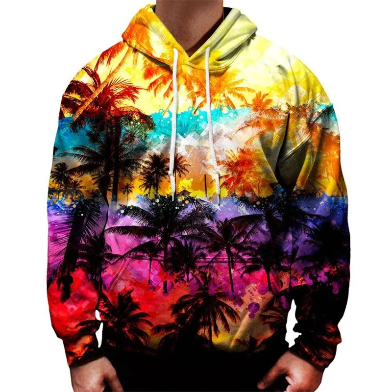 Hawaii Style Hoodie For Men 3D Print Fun Panda Long Sleeve Sweatshirt Harajuku Personality Fashion New Trend Pullover Hoodies