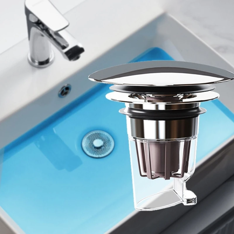 

Sink Drain Strainer Basket Copper Drain Plug Push Type Bounce Cores Drain Filter Anti Clogging Sink Stoppers Enduring D2RD